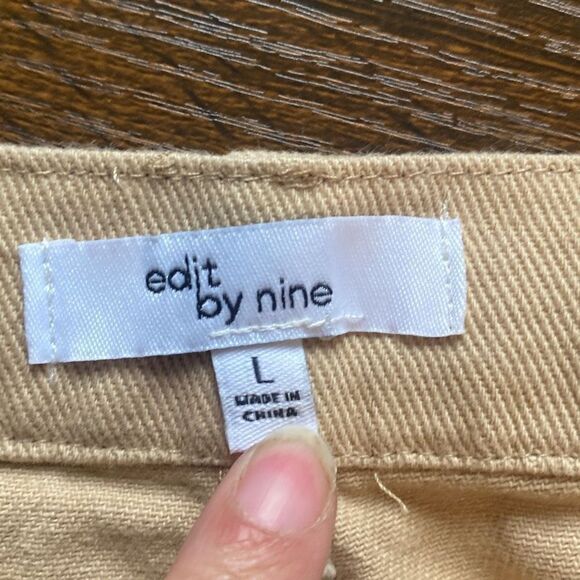 Edit by Nine Womens Khaki Colored Twill Utility Pants Straight Leg Large - Picture 3 of 8